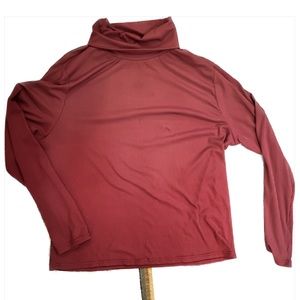 Maroon Ribbed Long Sleeve Turtle Neck